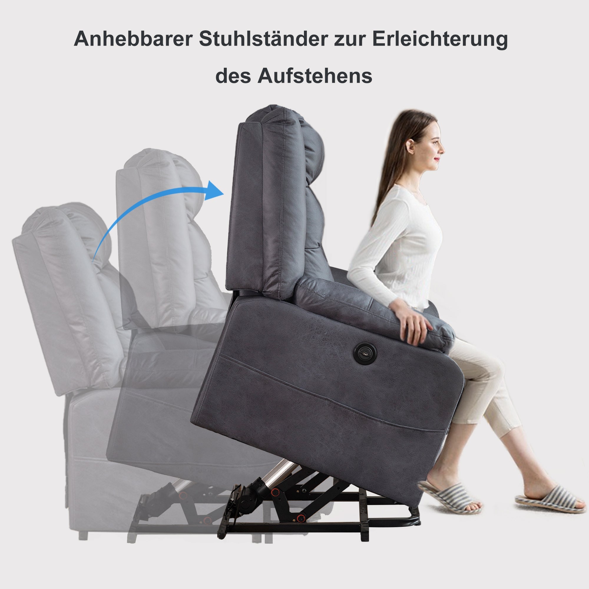 ASUKALE Elektrischer Aufstehhilfe Relaxsessel,Senioren Sessel, Aufstehsessel Elektrisch mit Aufbewahrungstasche，Elektrisch fernseh TV Sesel